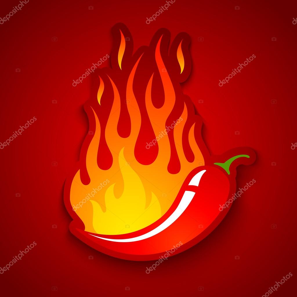 Vector illustration of a chili pepper in fire
