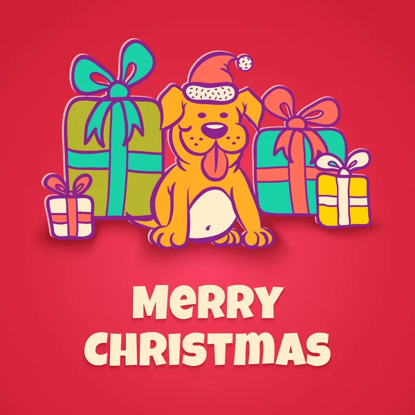 Собака Санта на Рождество — стоковый вектор