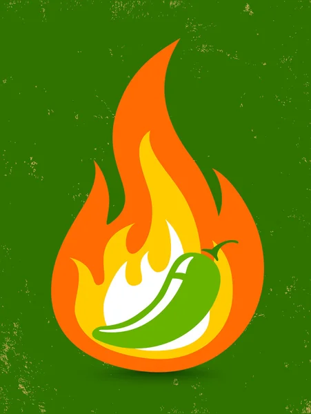 Jalapeno pimenta no fogo — Vetor de Stock
