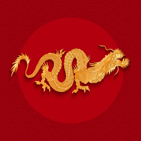 Dragon sur fond rouge — Image vectorielle