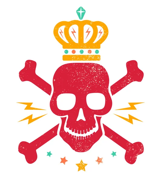 Crânio vermelho e coroa dourada — Vetor de Stock