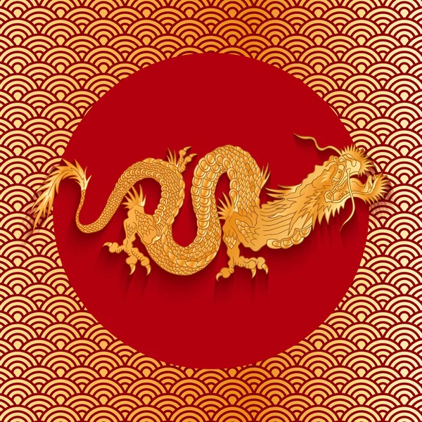Dragon sur fond doré — Image vectorielle