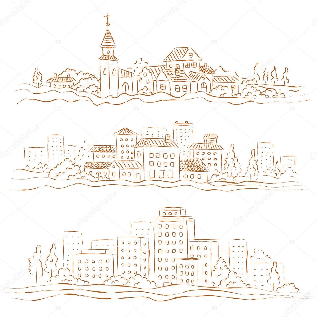 Vector set of towns