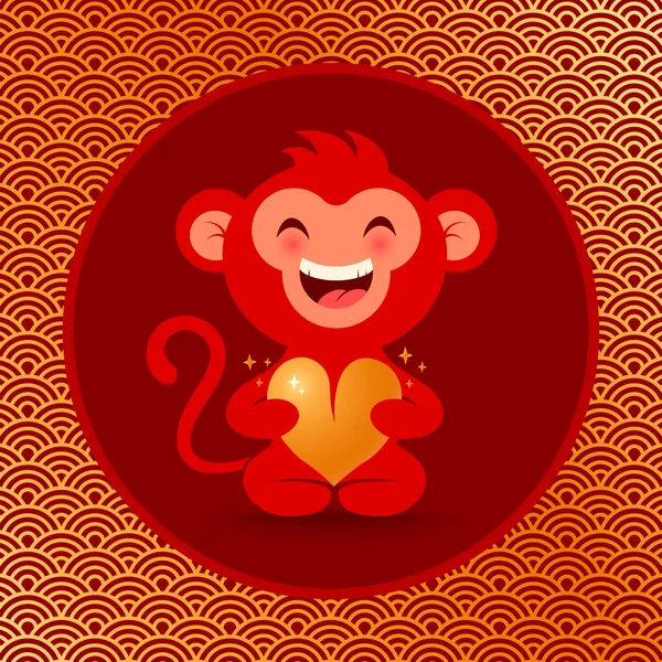 Mono con corazón — Archivo Imágenes Vectoriales