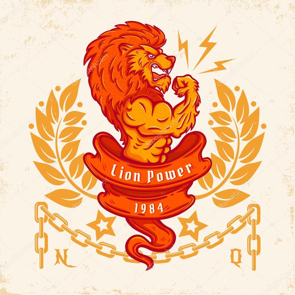T-shirt template with a logo lion bodybuilder