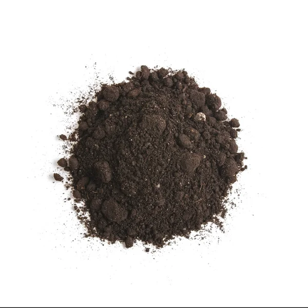 Heap of soil humus, isolated on a white background. Pile black earth. — Stock Photo, Image