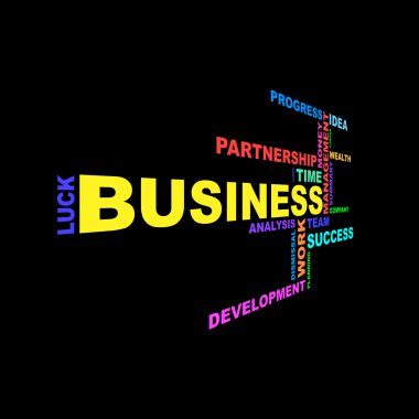 Siyah arka planda iş bilgi-metin grafik düzenleme kavramı