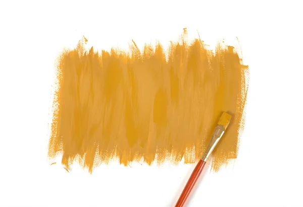 Χρώμα της μουστάρδας πασαλείβω ζωγραφισμένα στο χέρι με πινέλο — Φωτογραφία Αρχείου