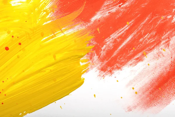Yellow-red hand-painted gouache stroke daub texture — Stock Photo, Image