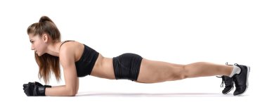 Egzersiz tahta sırasında cut-out fitness kız