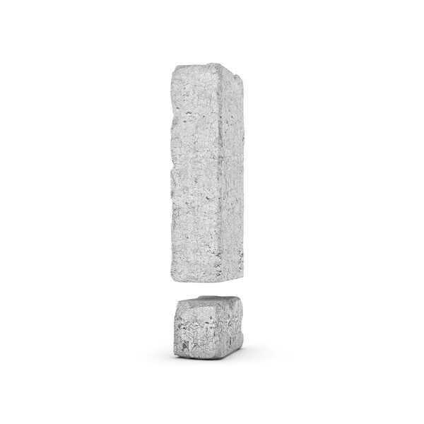 Ponto de exclamação de concreto isolado sobre fundo branco — Fotografia de Stock