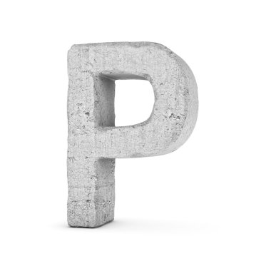 Beyaz arka planda yalıtılmış beton p harfi