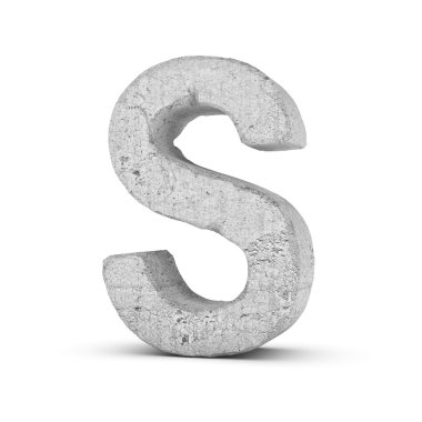 Beton beyaz arka plan üzerinde izole S harfi