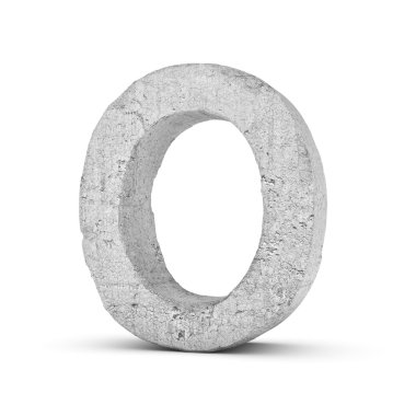 Beton beyaz arka plan üzerinde izole O harfi