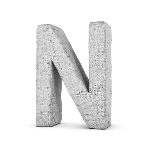 Concrete letter N geïsoleerd op witte achtergrond — Stockfoto