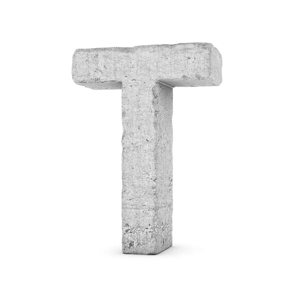 Letra de hormigón T aislada sobre fondo blanco — Foto de Stock