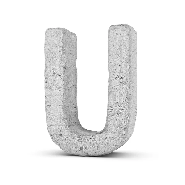 Бетонна літера U ізольована на білому тлі — стокове фото