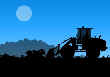 Arka plan üzerinde çalışma buldozer silüeti