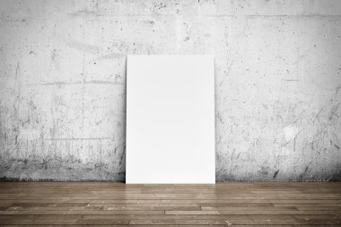 Beton duvar ve ahşap zemin beyaz poster