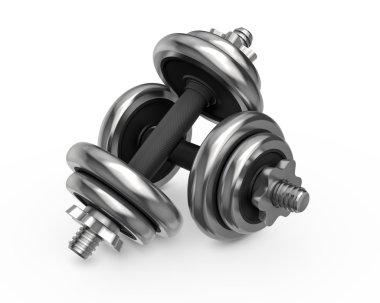 metal dumbell beyaz zemin üzerine izole