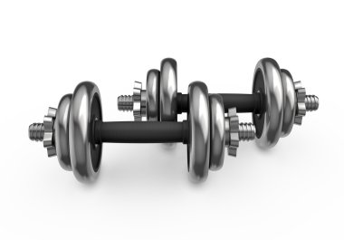 metal dumbell beyaz zemin üzerine izole