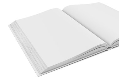 Beyaz arka plan beyaz boş açık kitap