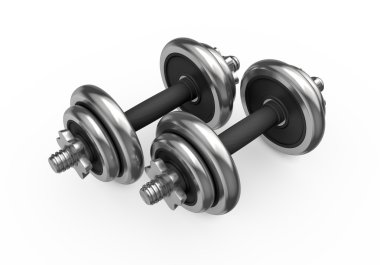 metal dumbell beyaz zemin üzerine izole
