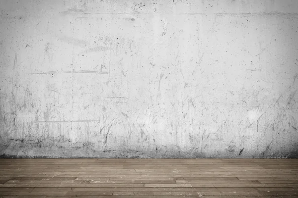 Arka plan iç. Beton duvar ve ahşap zemin