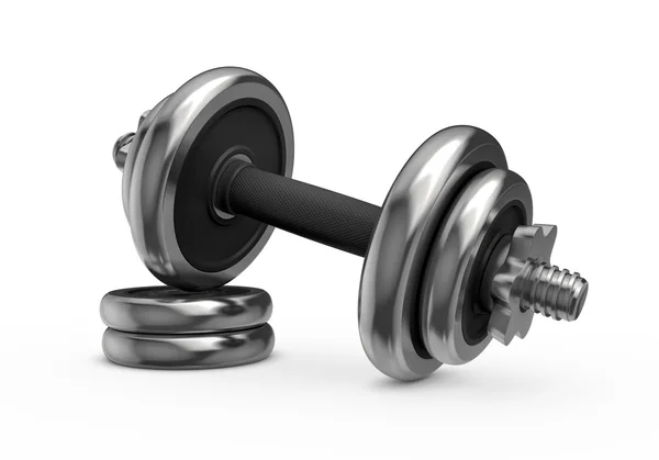 Metal dumbbell isolated on white background — Stock Photo, Image