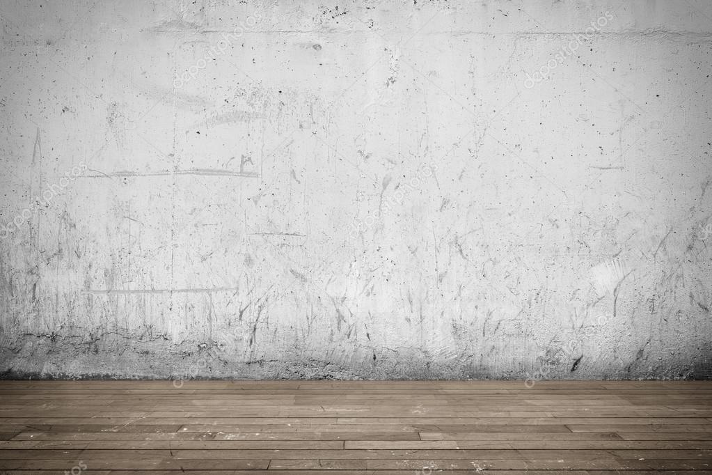 Background interior. Concrete wall and wood floor — Stock Photo