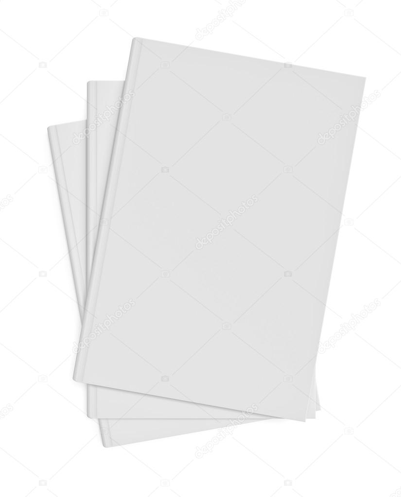 White blank books on white background