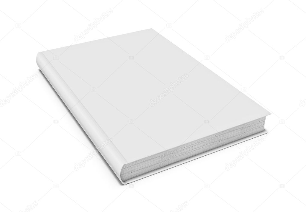 White blank book on white background