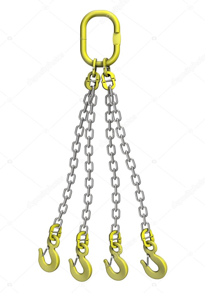 Cargo strapping. Metal chain with crane hook