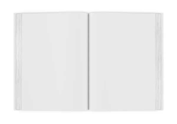 Üres fehér nyitott könyv, fehér háttér — Stock Fotó