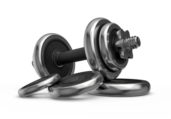 Metal dumbbell isolated on white background — Stock Photo, Image