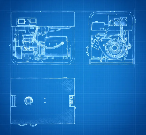 Схема чертежей и эскизов генераторов — стоковое фото