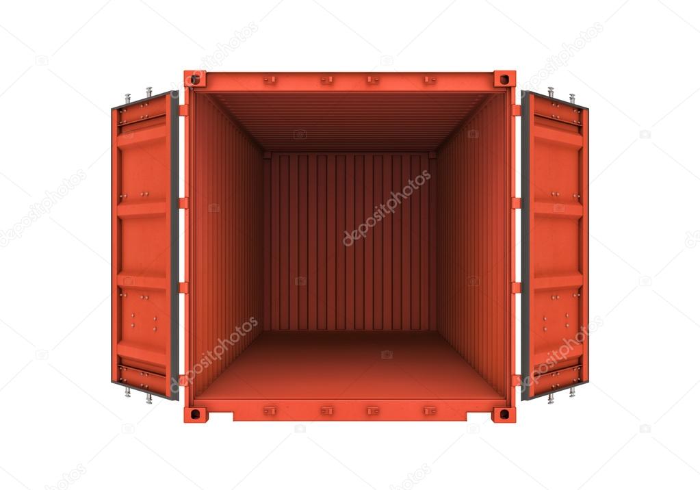 Open metal container isolated on white background