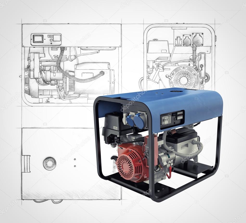 Portable generator isolated on a white background