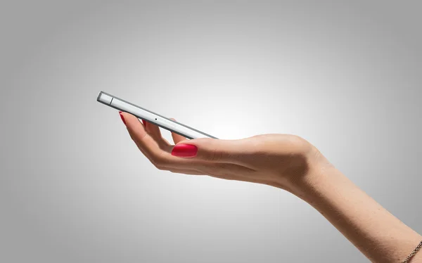 Modern mobile phone on the hand — Stock Photo, Image