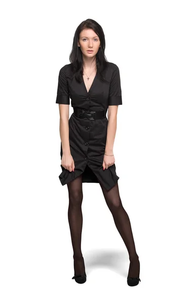 Frau im schwarzen Kleid — Stockfoto