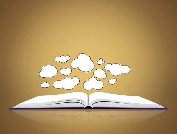 Open book with clouds — Stockfoto