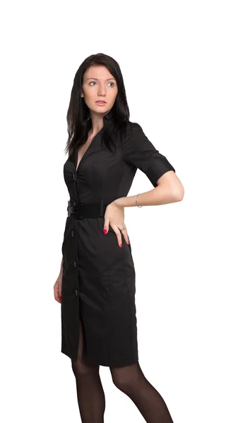 Frau im schwarzen Kleid — Stockfoto