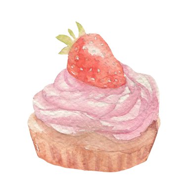 Suluboya cupcake elle çizilmiş
