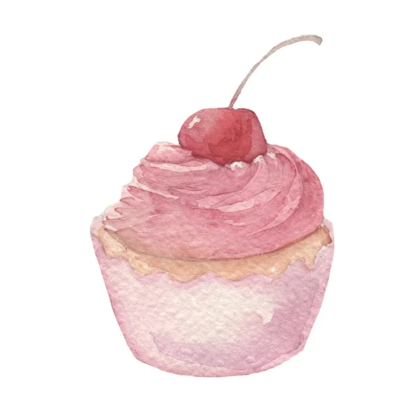 Watercolor cupcake hand drawn — Stock Photo, Image