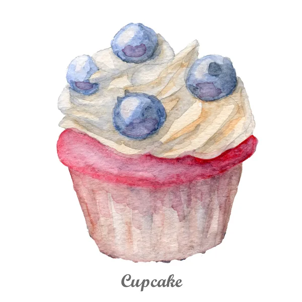 Acuarelă trasă de mână cupcake — Vector de stoc