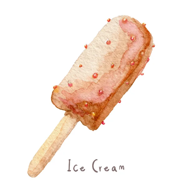 Crème glacée dessinée à la main aquarelle — Image vectorielle