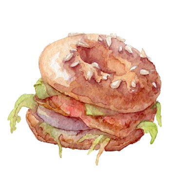 suluboya simit, sandviç, vektör sanat