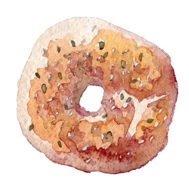 suluboya simit vektör çizim el çekilmiş 
