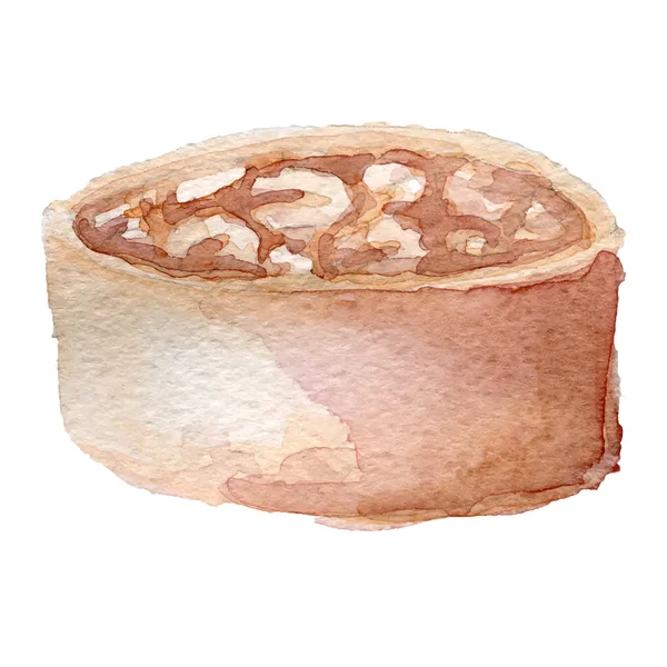 Акварельний пиріг з горіхами та карамеллю Векторне мистецтво — стоковий вектор