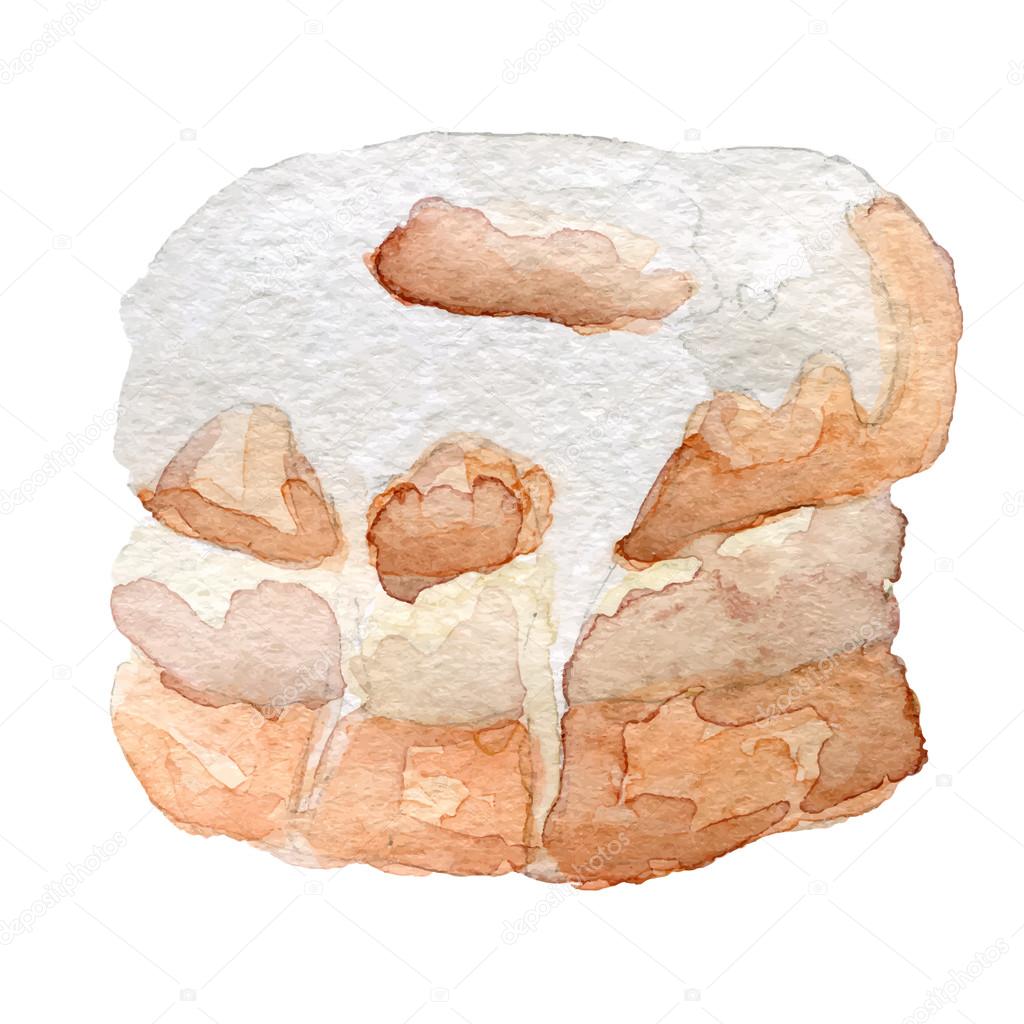 watercolor cronut croissant and doughnut mixture, vector art